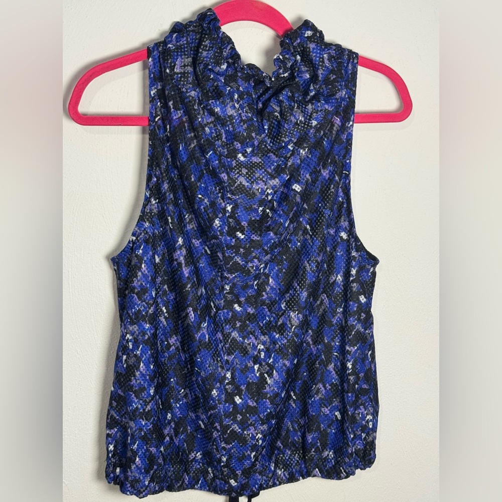 Fabletics Demi Lovato Damara Vest Blue and Black Patterned XL